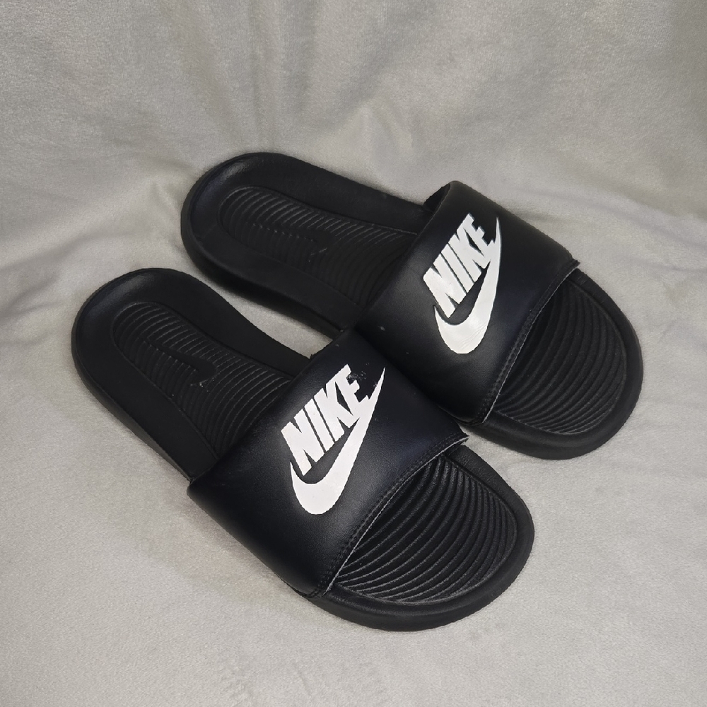Nike Black and White Slide Sandals